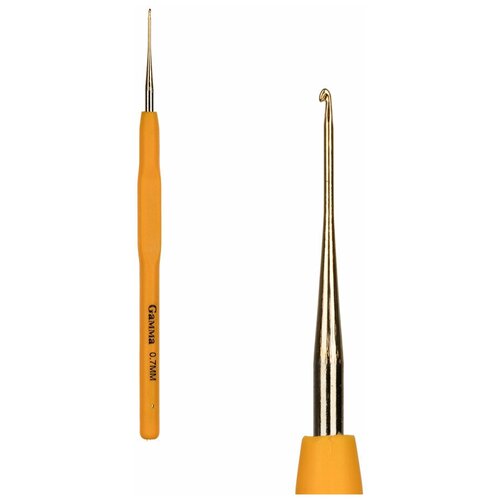 Крючок для вязания Gamma прорезиненная ручка, сталь, D 0,7 мм, 13 см, в блистере (RCH)