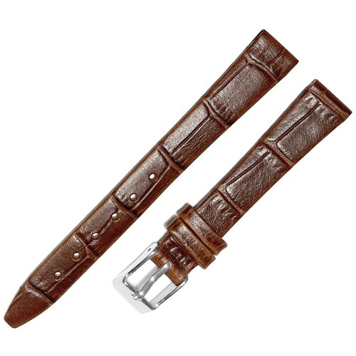 фото Ремешок 1203-01-1-2 п kroko kagawa коричневый кожаный ремень 12 мм для часов наручных из натуральной кожи женский матовый крокодил ardi