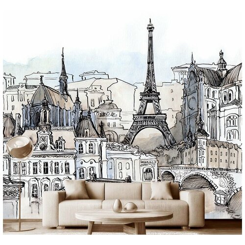 Фотообои на стену флизелиновые Модный Дом Старый Париж 300x250 см (ШxВ), фотообои город, черно-белые