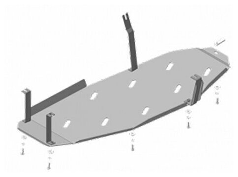 Защита топливного бака Motodor для Мицубиси Паджеро IV 2006-2020, сталь 3мм, арт: MO.11337