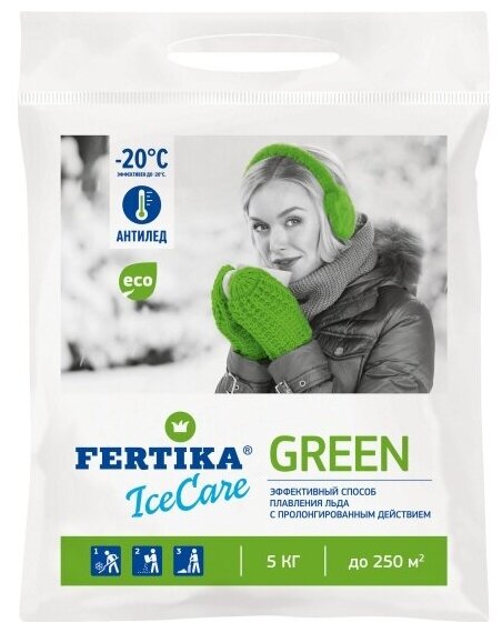Противогололедный реагент FERTIKA IceCare Green 5 кг - фотография № 2