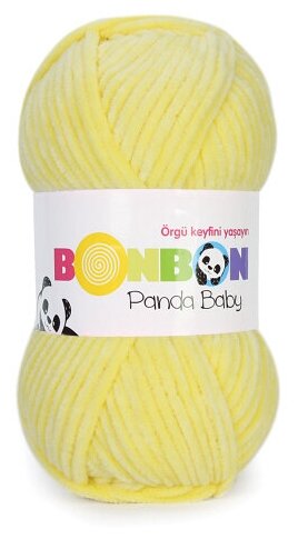 Пряжа плюшевая Bonbon Panda Baby 100г/120м, 100% полиэстер - 3 шт, цвет: 3093 желтый