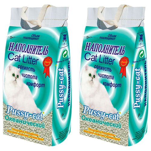 PUSSY-CAT океанический – Пусси-кэт наполнитель впитывающий для туалета кошек с ароматизатором (10 + 10 л)