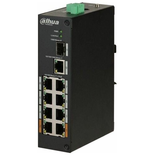 Коммутатор Dahua DH-PFS3110-8ET-96 8x100Mb 1G 1SFP 6PoE 96W неуправляемый 1618000₽
