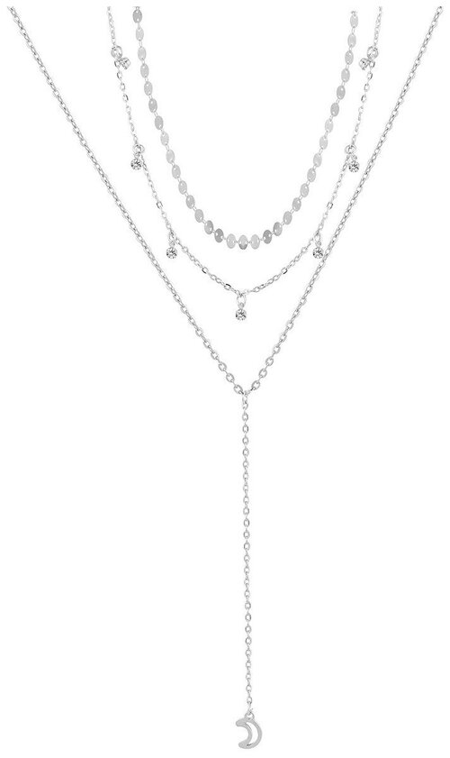Колье WASABI jewell, кристалл, длина 38 см, серый, серебряный