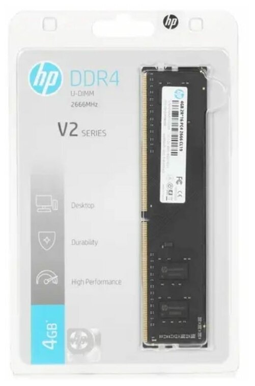 Память оперативная DDR4 HP V2 CL19 4Gb PC21300, 2666Mhz, (7EH54AA) - фото №1