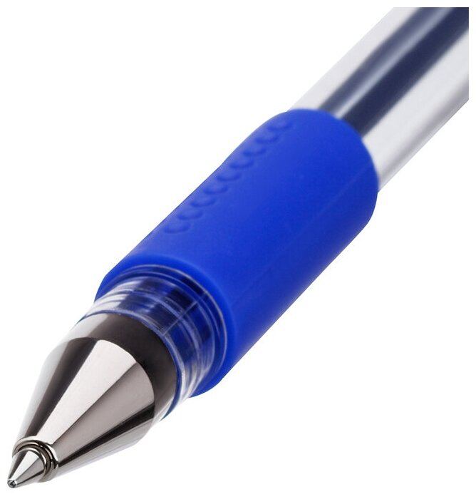 Ручки для школы гелевые синие / Набор ручек для офиса 12 штук, комплект для обучения OfficeSpace с круглым пластиковым корпусом, 0,5 мм / школьные принадлежности и канцтовары
