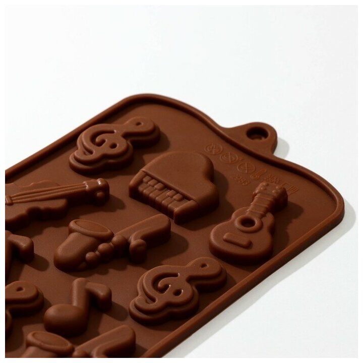 Форма для льда и шоколада «Музыкальные инструменты», 21,5×10,5 см, 14 ячеек (от –40 до 230 ℃) - фотография № 6
