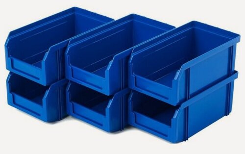 Изображение товара Пластиковый ящик Стелла-техник V-1-К6-синий, 172х102х75мм, комплект 6 штук
