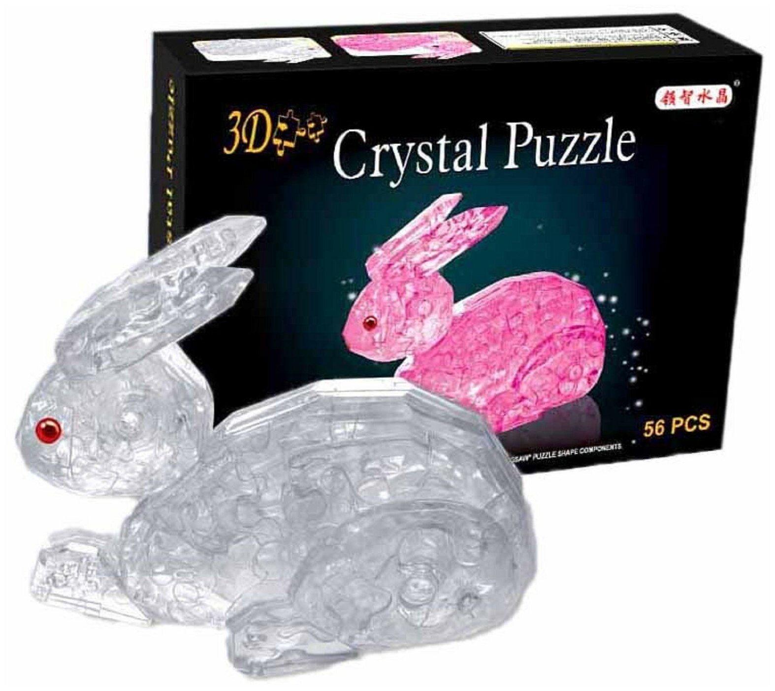 Пазл 3D кристаллический «Заяц», 56 деталей, цвета микс