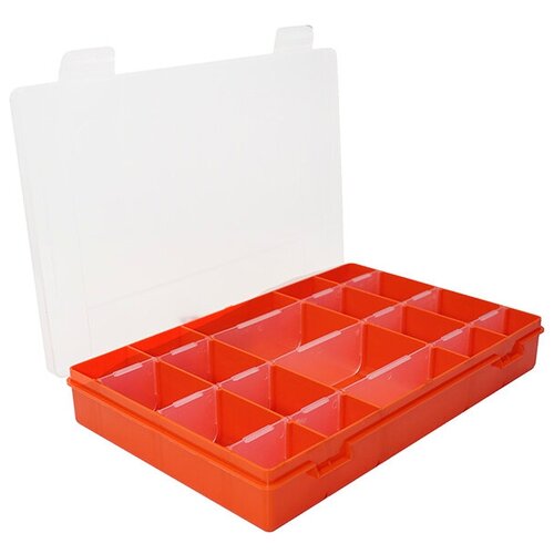 Коробка «следопыт» LUNO-20 для рыболовных приманок, бело-оранж. (277*185*42,5 мм)/12/