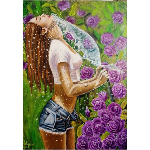 Картина маслом на льняном холсте .70Х50.Соседка