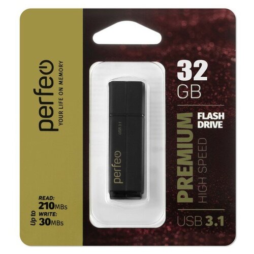 USB флешка PERFEO 32Gb C15 black USB 3.1 Gen 1 (210/30 Mb/s)