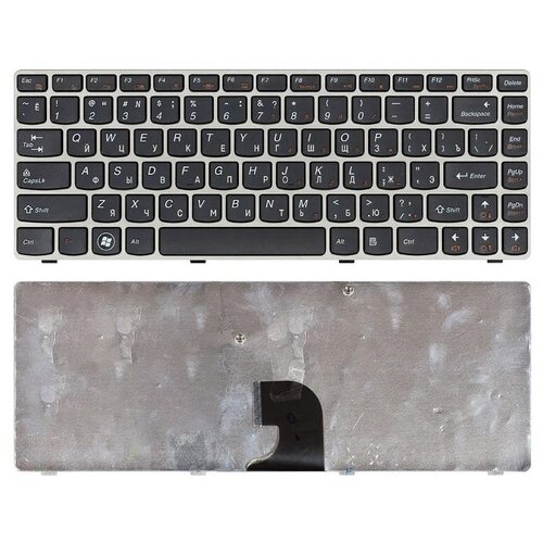 Клавиатура для ноутбука Lenovo IdeaPad Z360 черная с серебристой рамкой клавиатура для ноутбука lenovo ideapad z360 черная с серебристой рамкой