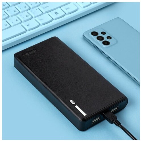 Внешний аккумулятор LuazON PB-01 NY 7200 мАч 2 USB 121 А фонарик чёрный 143800₽