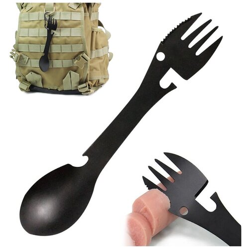 Многофункциональный инструмент-мультитул 5 в 1: вилка, нож, ложка, открывашка для бутылок, из нержавеющей стали для кемпинга, выживания, Beri-M01