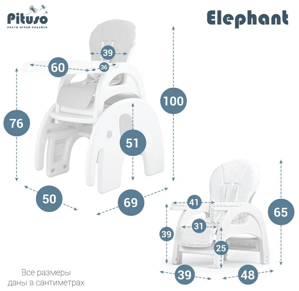 Стул-трансформер для кормления Pituso Elephant (цвета в ассорт.) Selby - фото №2