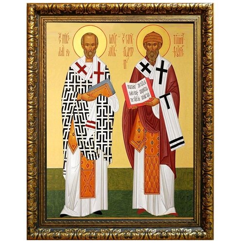 Икона Святителей Николая Чудотворца и Спиридона Тримифунтского на холсте икона святителей николая чудотворца и спиридона тримифунтского на холсте