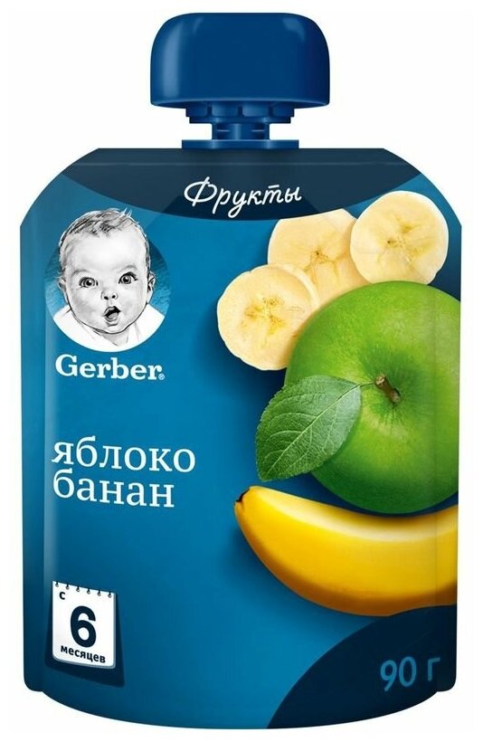 Пюре Gerber яблоко-банан с 6 месяцев, 90г
