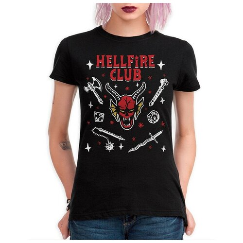 Футболка Dream Shirts Hellfire Club Stranger Things / Очень странные дела / Женская Черная 3XL