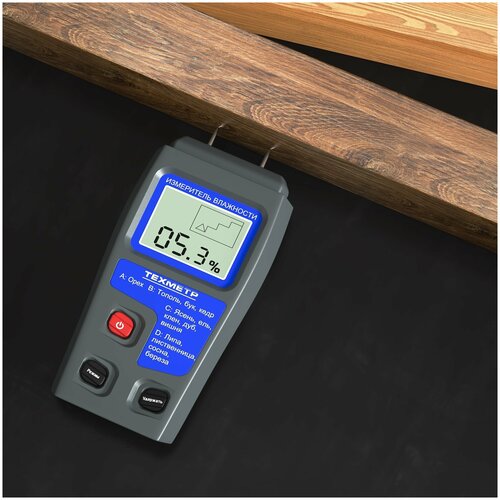 Измеритель тестер влажности древесины, влагомер техметр ИВД-15 гигрометр (Синий)