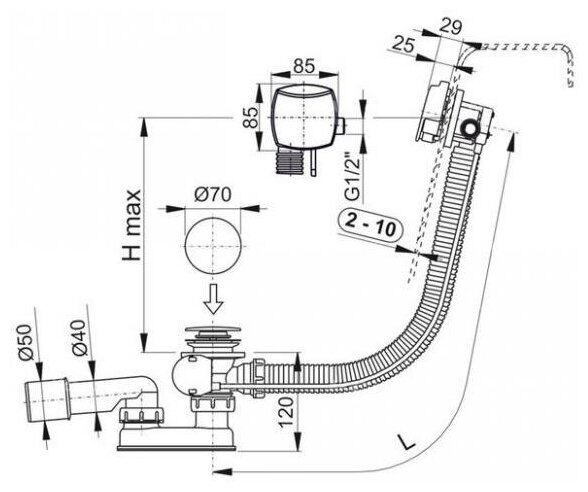 Сифон для ванны Alcadrain A564CRM1-100 - фотография № 2