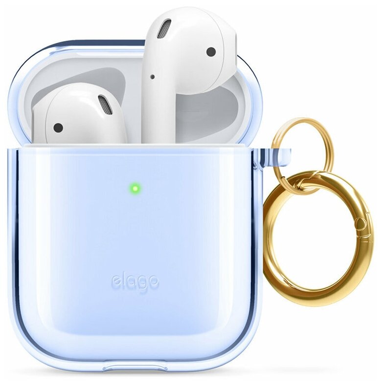 Чехол Elago для AirPods Gen 1 & 2 Clear Hang case Aqua blue