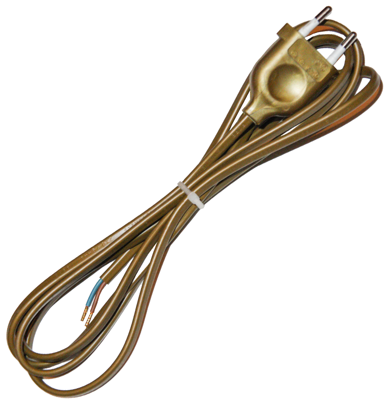 Шнур сетевой с вилкой, длина 1,8 - 2,0 метра, цвет золотой