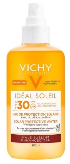 Солнцезащитный спрей-активатор загара для лица и тела Vichy Ideal Soleil SPF 30 двухфазный, 200 мл