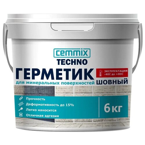 Герметик универсальный Cemmix Акриловый, белый, 6 кг герметик универсальный cemmix акриловый серый 15 кг