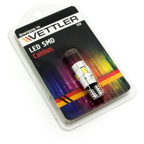 VETTLER Лампа светодиодная 24 V T10-6 SMD 5630 белая Canbus VETTLER