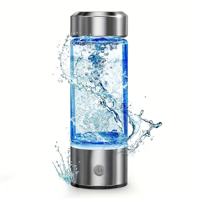 Бутылка для водородной воды с зарядкой от USB и литиевым аккумулятором, из стекла и нержавеющей стали, для дома, офиса, путешествий и спорта, цвет серебристый, 1 шт.