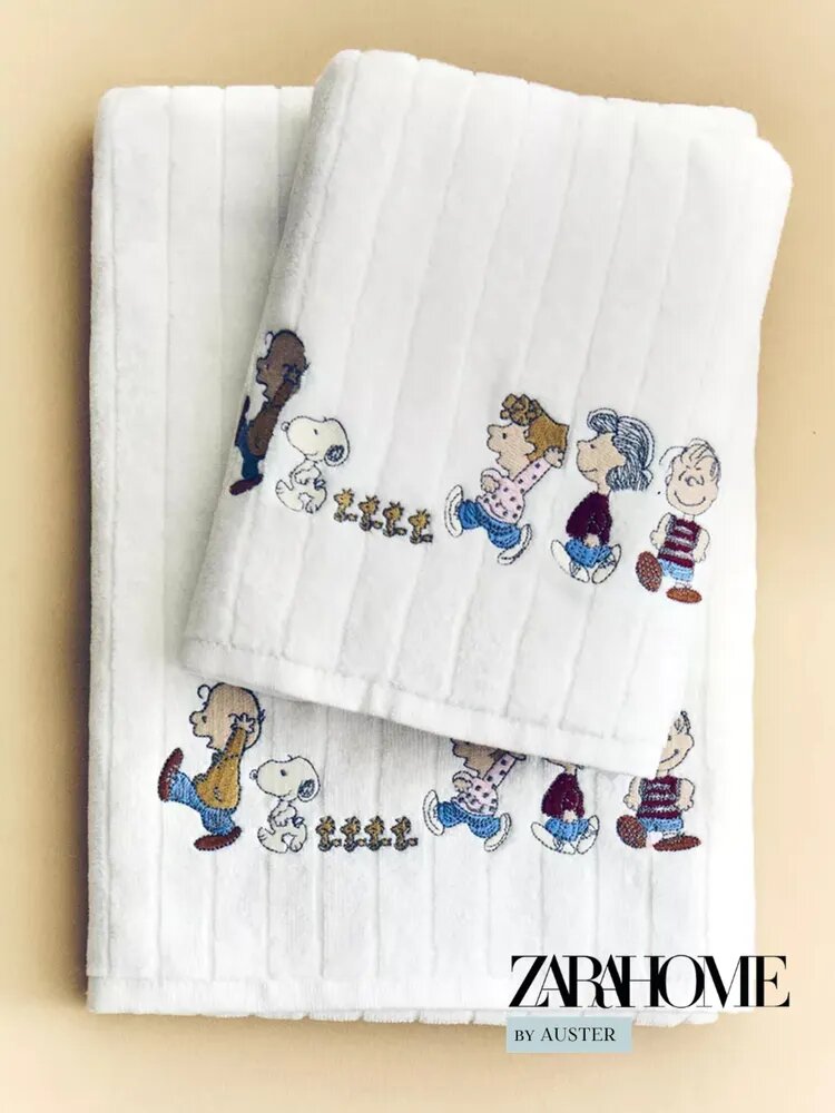 ZARA HOME Полотенце детское 50x90 см, хлопок, белый, черный