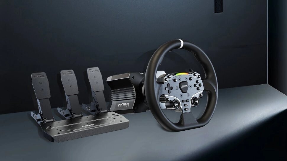Игровой руль MOZA R5 Bundle （R5 Base, ES Wheel, SR-P Lite double Pedals，R5 Table Clamp) RS20 — фото 1