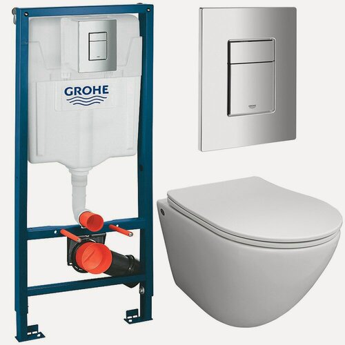 Изображение товара Инсталляция Grohe 38811000 + унитаз Bloomix Trend 3.0 AD1203T/UF1 безободковый торнадо Ceramic+ с сиденьем