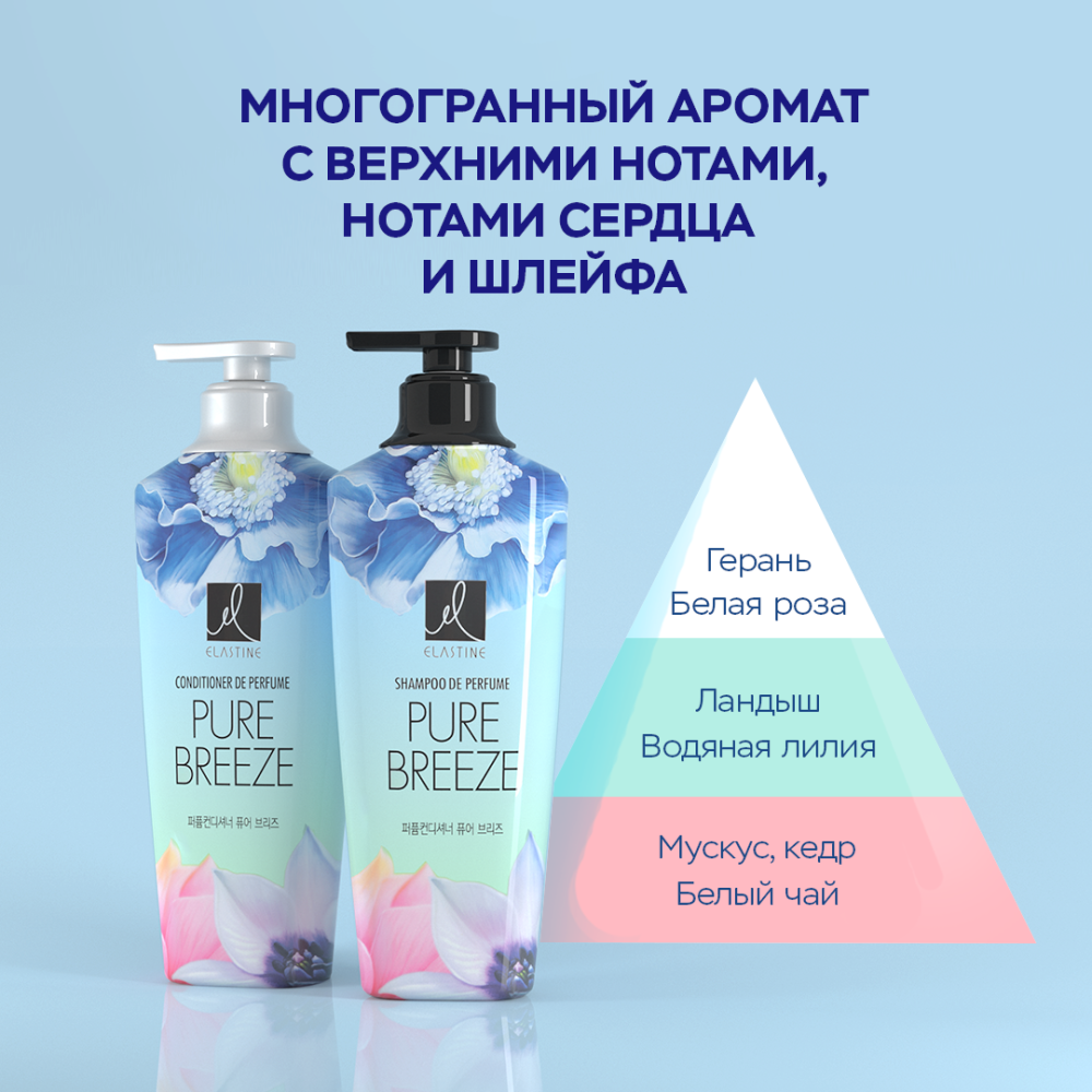 Изображение Elastine Парфюмированный кондиционер для всех типов волос PerfumePure breeze 600 мл