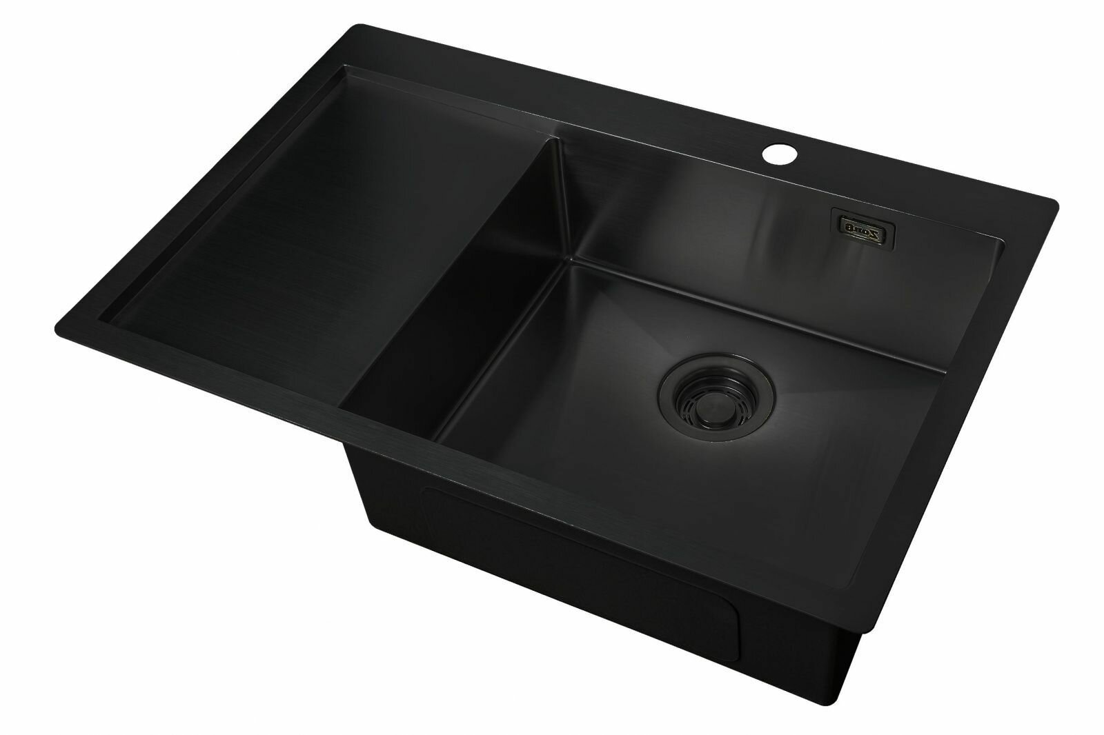 Комплект мойка кухонная ZorG ZL R 780510-R GRAFIT PVD покрытие графит с микротекстурной губкой чаша справа крыло слева — фото 1