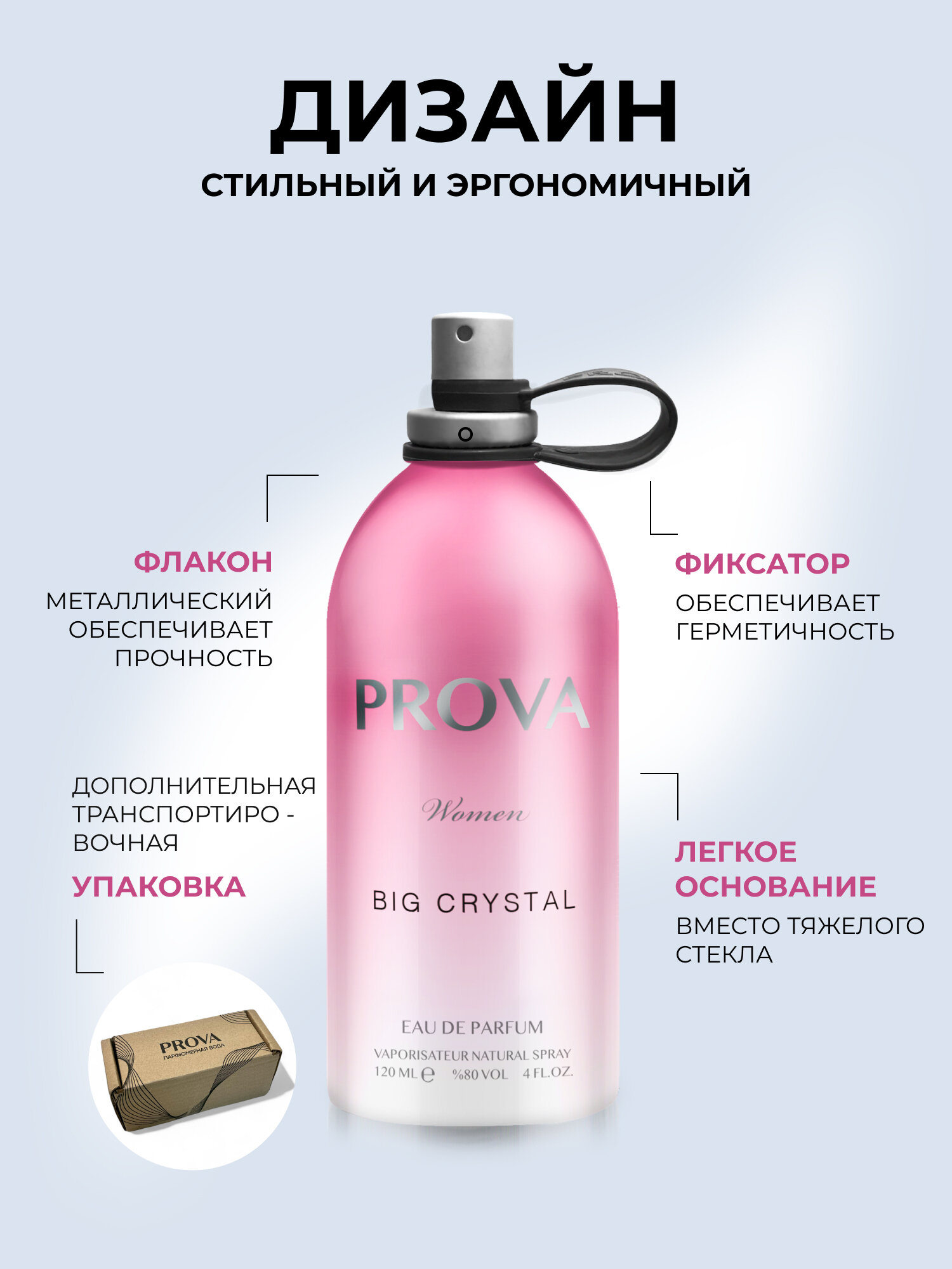 Духи PROVA Big cristal женские стойкие, цветочно-фруктовый аромат 120 мл — фото 1