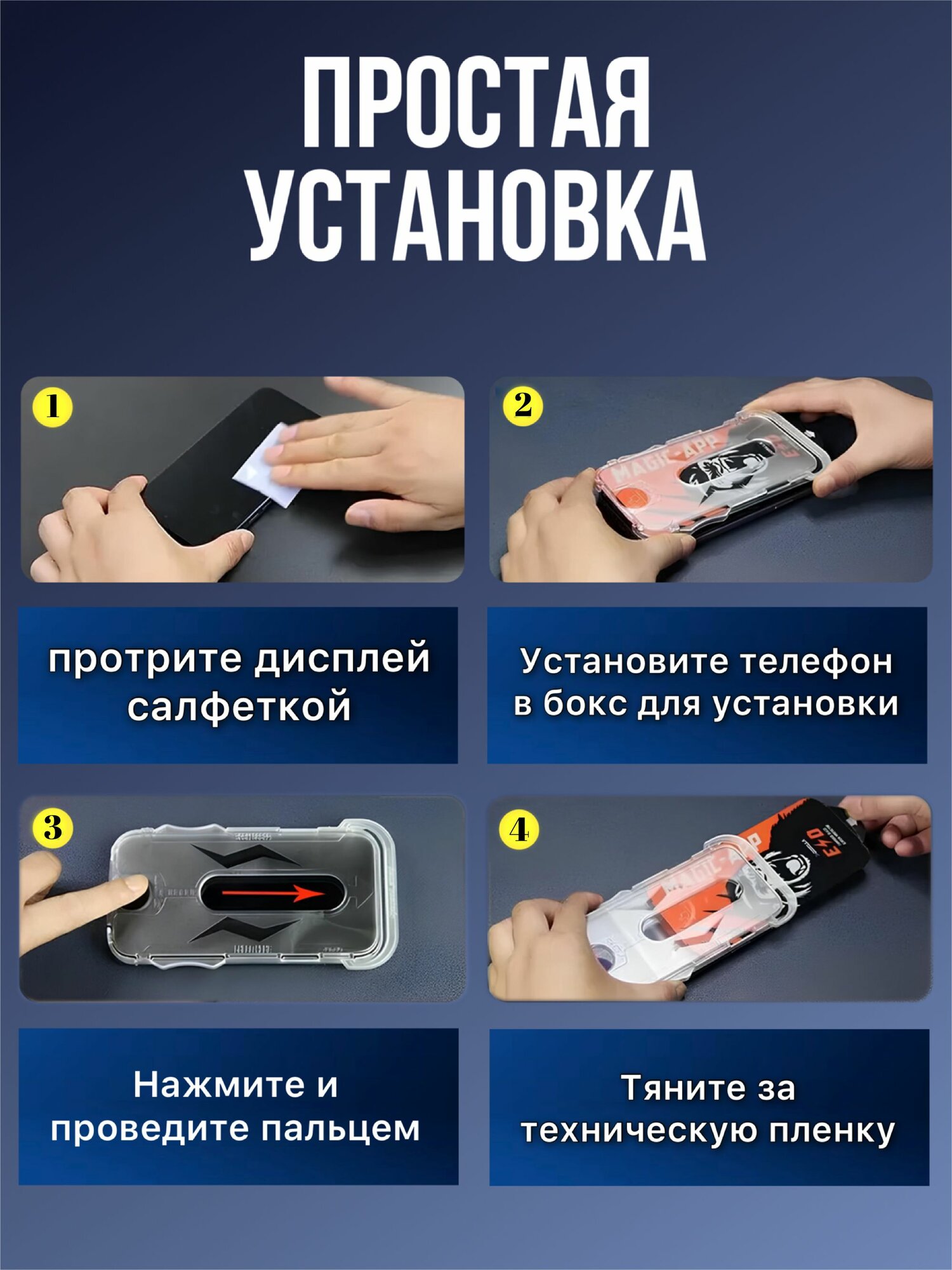 Защитное стекло антишпион на iPhone 15 Pro Max с боксом для установки — фото 1