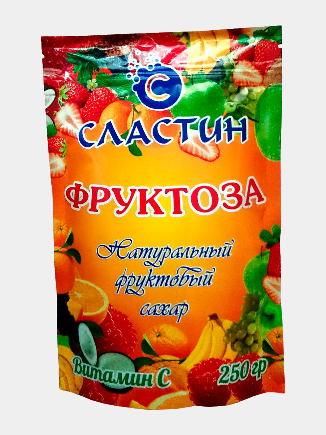 Заменитель сахара Сластин, Фруктоза, с витамином С, без ГМО, 250г