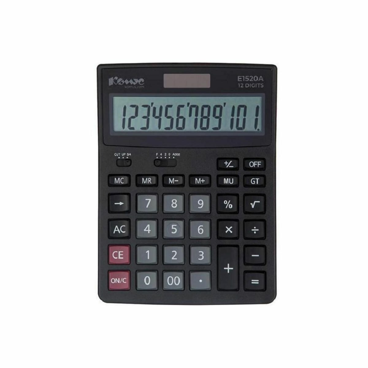 Калькулятор настольный Комус KF-444, 12-разрядный, двойное питание, черный (1550710), 10шт.