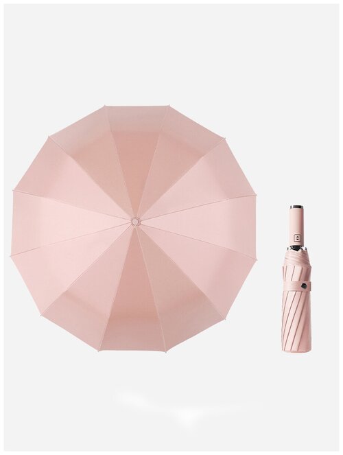 Зонт Мяг&Co, автомат, 3 сложения, купол 105 см, 12 спиц, розовый