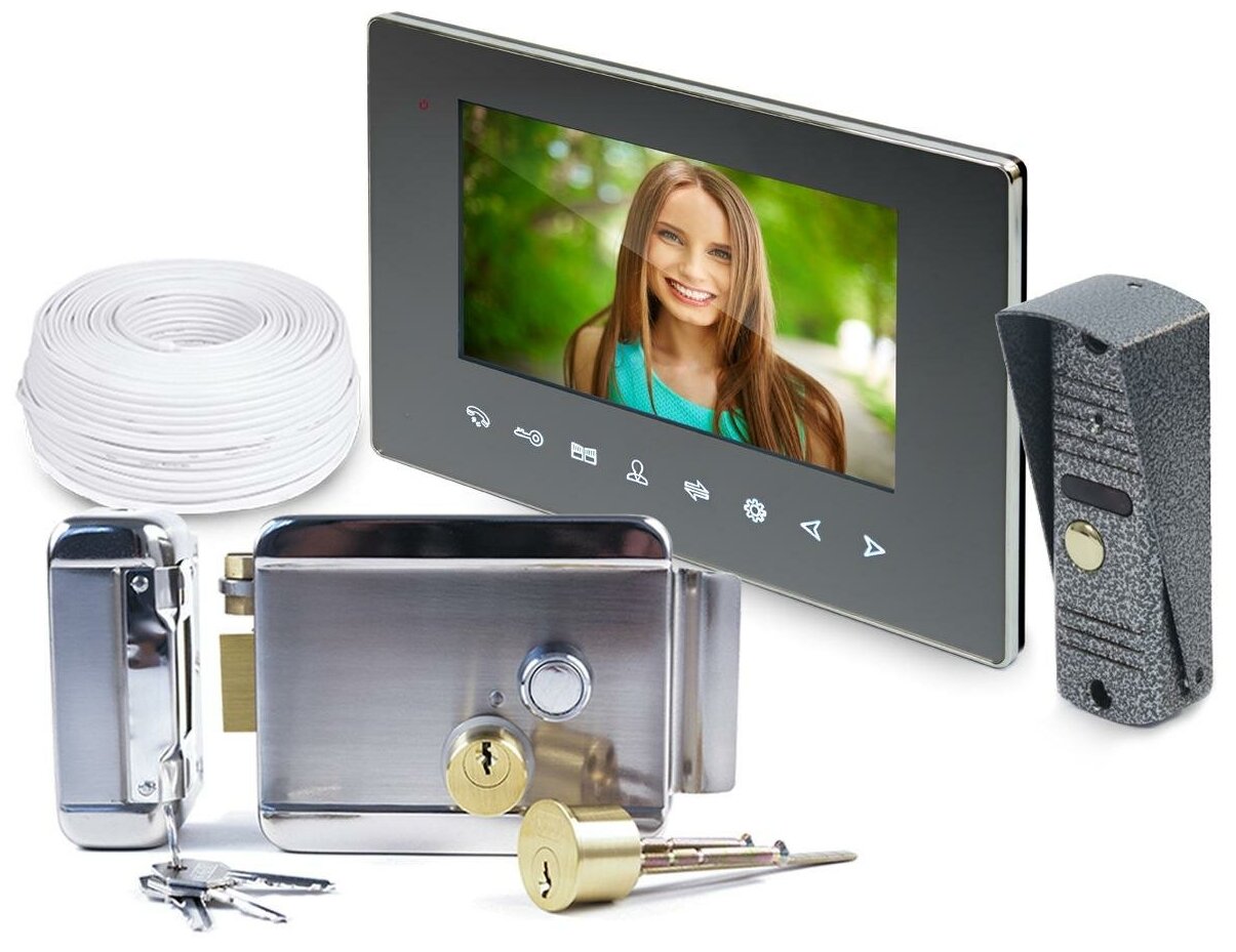 Комплект видеодомофон IP AHD Wi-Fi плюс замок: EP-6814LG и Anxing Lock-AX042 и вызывная панель - замок домофон цена в подарочной упаковке