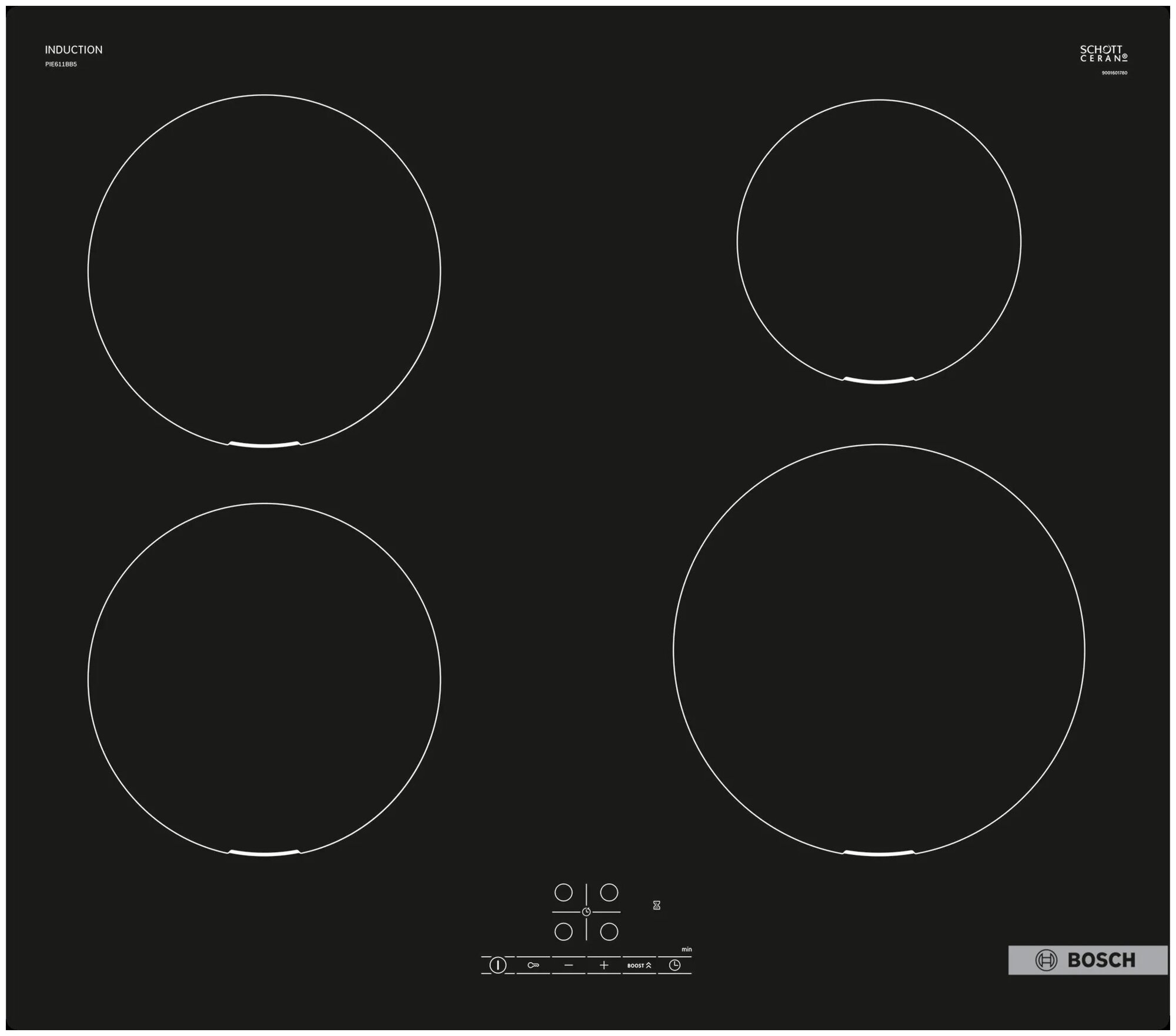 Варочная поверхность BOSCH PIE 611BB5E индукционная независимая эл. - фотография № 1