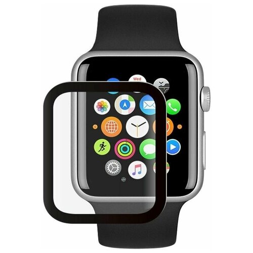 Защитное органическое стекло Watch Protection PMMA для AppleWatch 4/5/6/SE,40мм, черная рамка, Deppa 62616