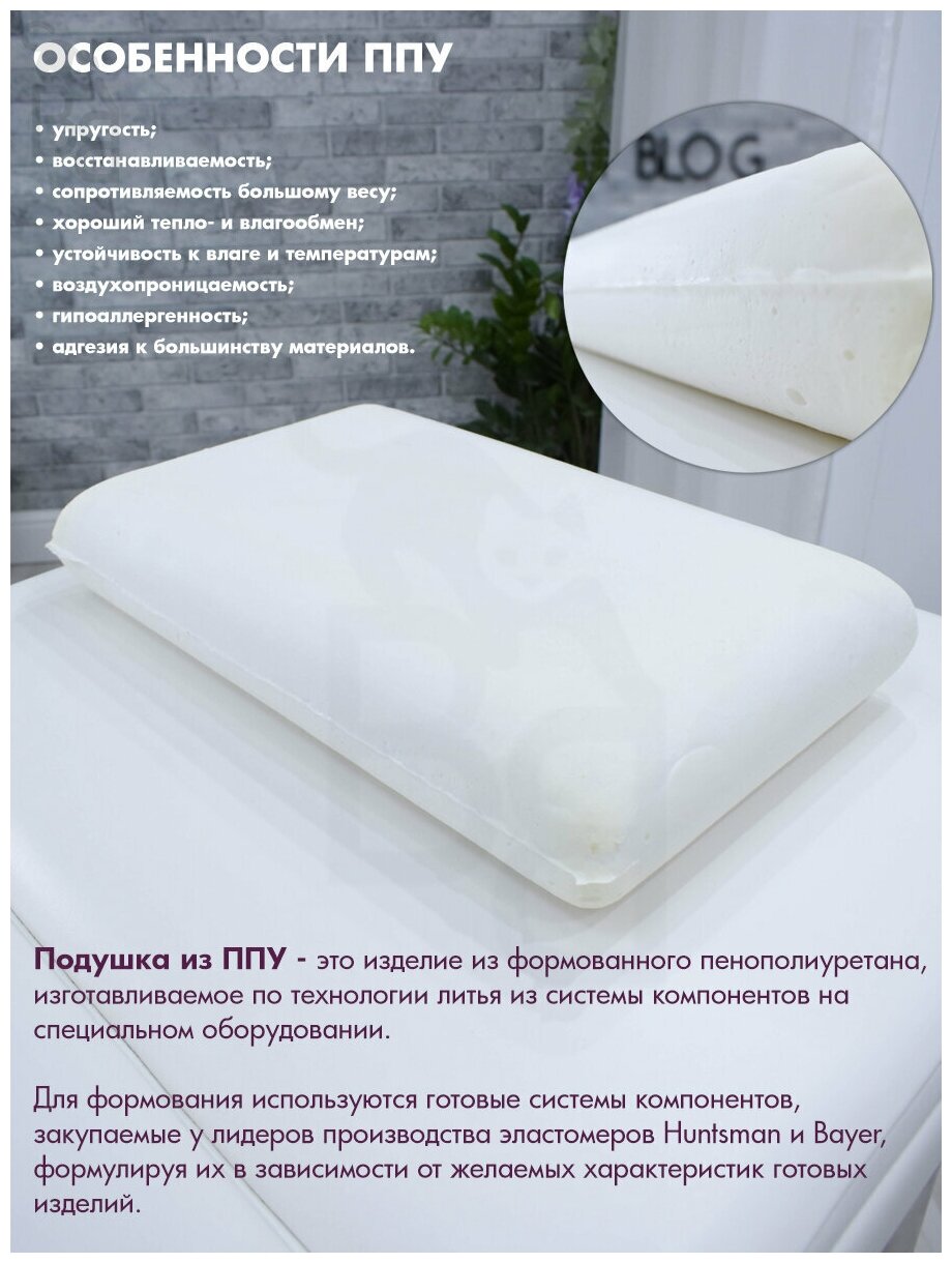 Подушка с эффектом памяти, классическая анатомическая, memory foam - фотография № 3