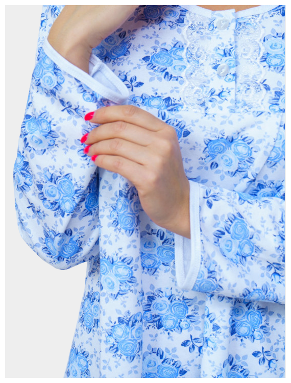 Ночная сорочка теплая женская из футера с начесом большие размеры хлопок теплая М-4( на белом фоне синие цветы) 52 - фотография № 6