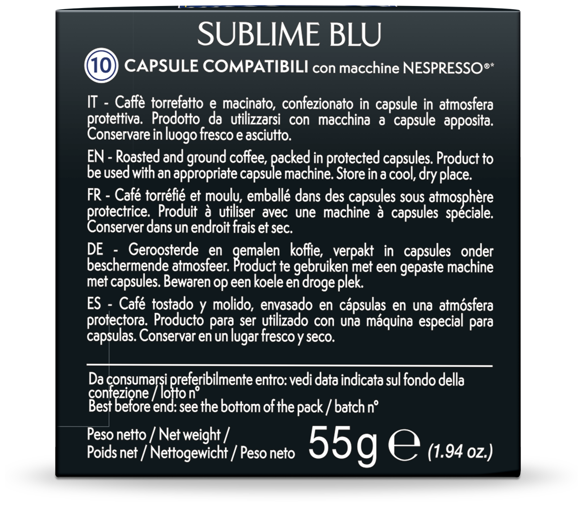 Натуральный средней прожарки Итальянский кофе в капсулах "Buongiorno" Nespresso Sublime Blu (10 капсул) - фотография № 7