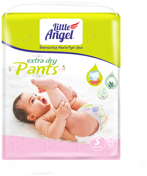 Подгузники трусики детские Little Angel Extra Dry, 2/S (3-5 кг)-60 шт