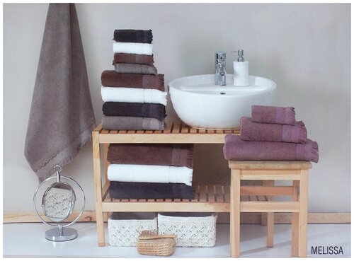 Комплект полотенец (30х50, 50x100, 70x140) Melissa Maison dor (серо-лиловый), Комплект полотенец (3 шт)